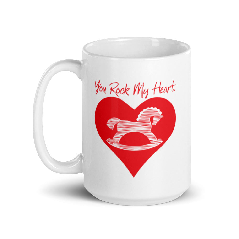 "You Rock My Heart" White glossy mug