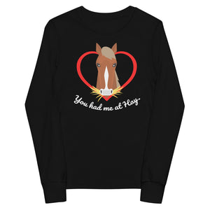 Open image in slideshow, &quot;You Had Me At Hay&quot; Youth long sleeve tee
